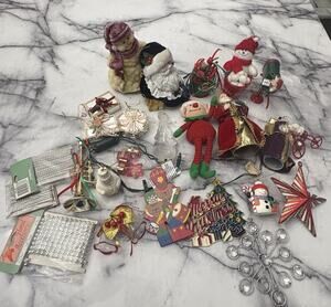 Big Lot Antique Christmas Decorations, Figurines, Ornaments, Unique Rare